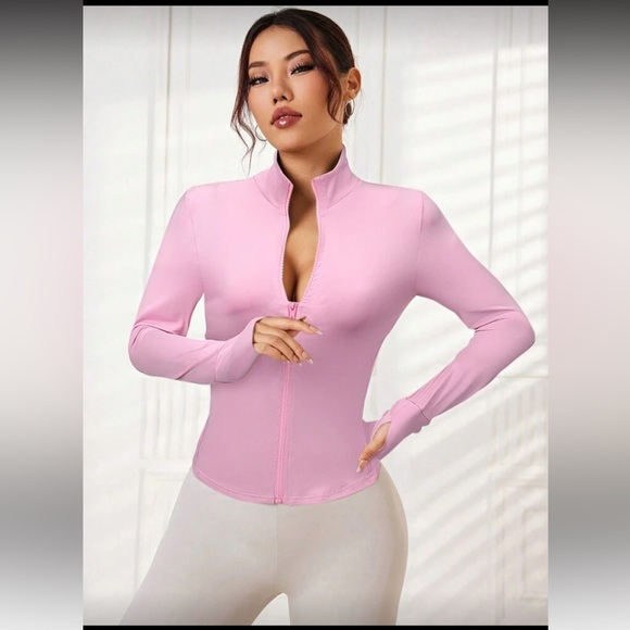 Pink Bomber Jacket with Ribbed Cuffs and Hem - Picture 5 of 5